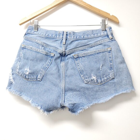 Agolde Cutoff Distressed Denim High Rise Shorts Button Fly Size 27 - Picture 2 of 8